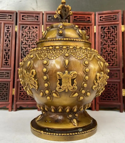 China brass archaize Eight Treasure Jar crafts statue