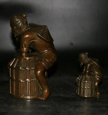China brass archaize Fisherman crafts statue