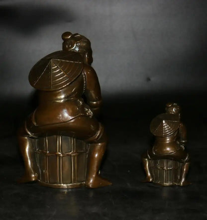 China brass archaize Fisherman crafts statue