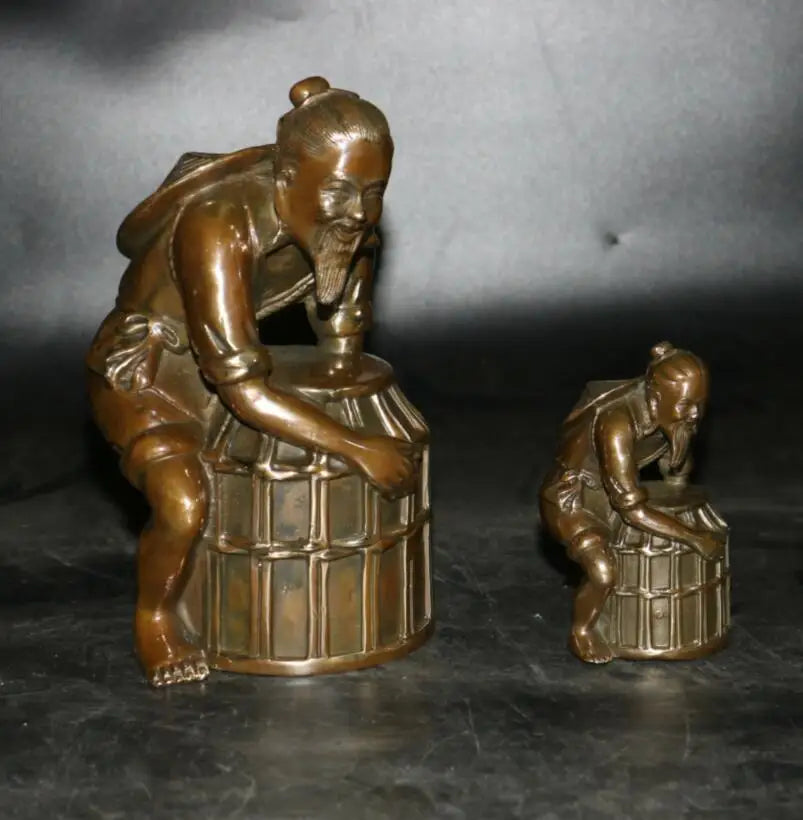 China brass archaize Fisherman crafts statue
