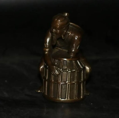 China brass archaize Fisherman crafts statue