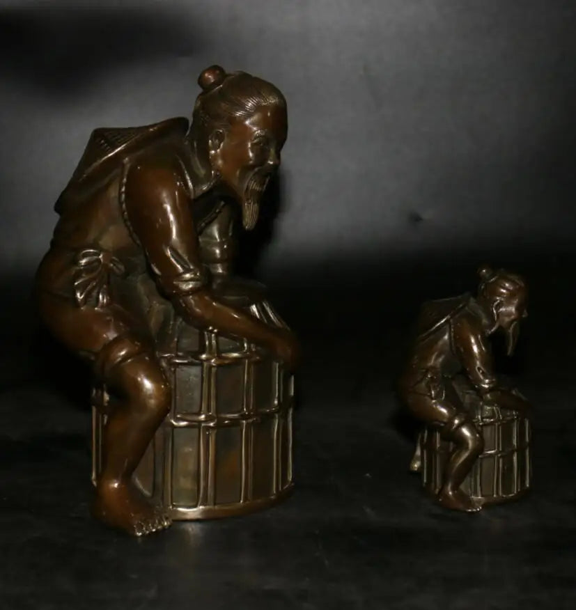 China brass archaize Fisherman crafts statue