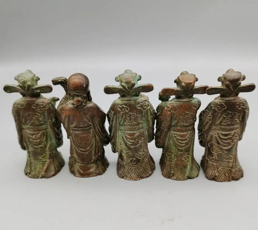 China brass archaize Fu Lu Shou Xi wealth small crafts statue A set