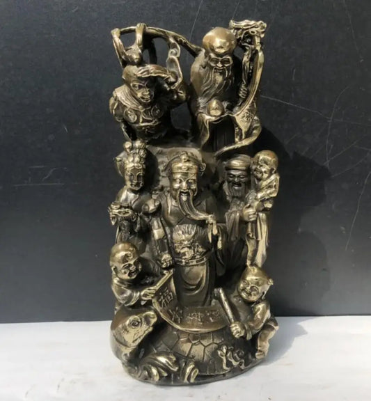 China brass archaize Fu lu shou Monkey King crafts statue