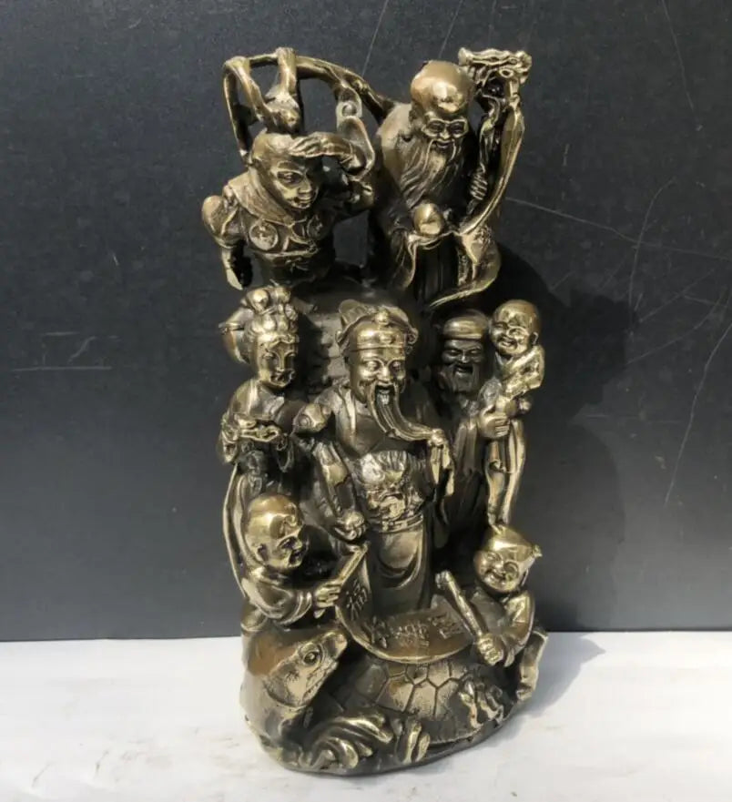 China brass archaize Fu lu shou Monkey King crafts statue