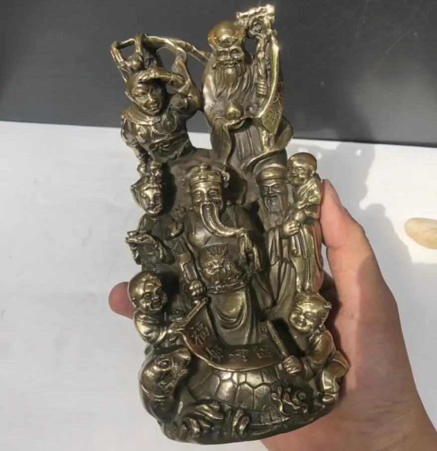China brass archaize Fu lu shou Monkey King crafts statue