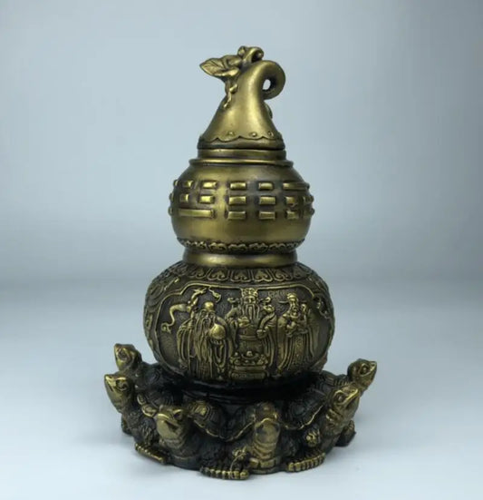 China brass archaize Fu lu shou gourd crafts statue