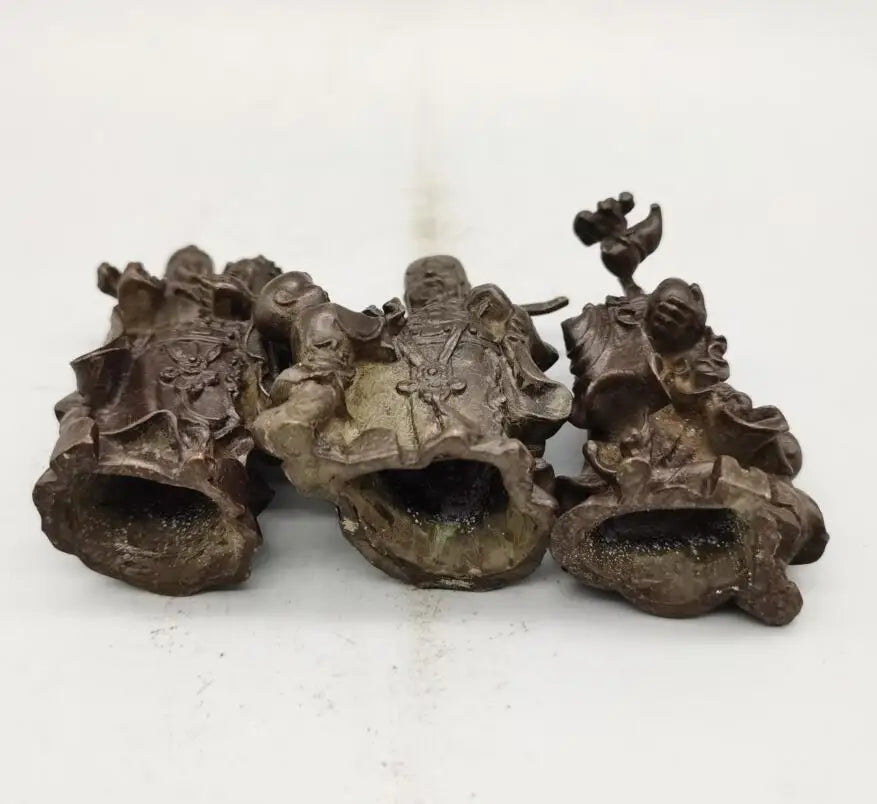 China brass archaize Fu lu shou small crafts statue A set