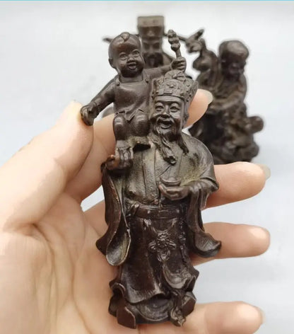 China brass archaize Fu lu shou small crafts statue A set