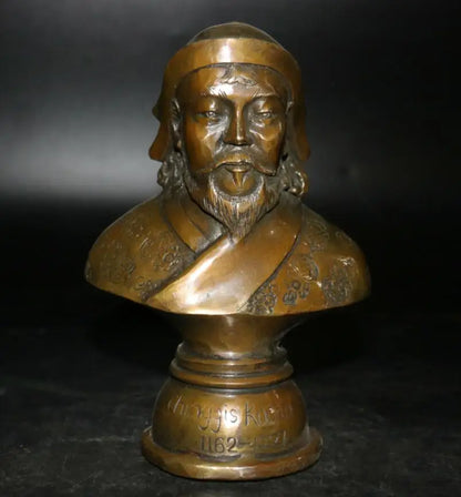 China brass archaize Genghis Khan Head portrait crafts statue