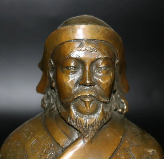 China brass archaize Genghis Khan Head portrait crafts statue