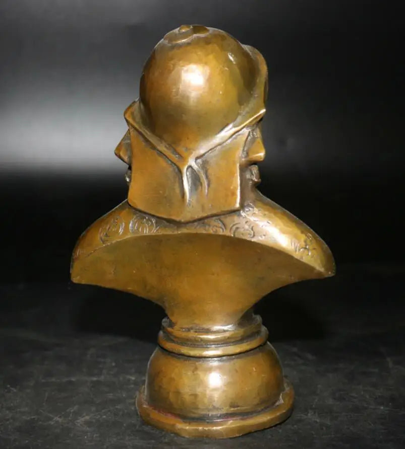 China brass archaize Genghis Khan Head portrait crafts statue