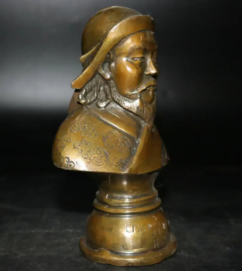 China brass archaize Genghis Khan Head portrait crafts statue