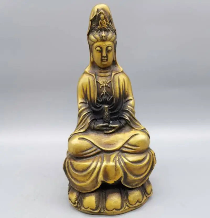 China brass archaize Goddess of mercy crafts statue