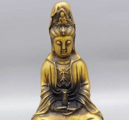 China brass archaize Goddess of mercy crafts statue