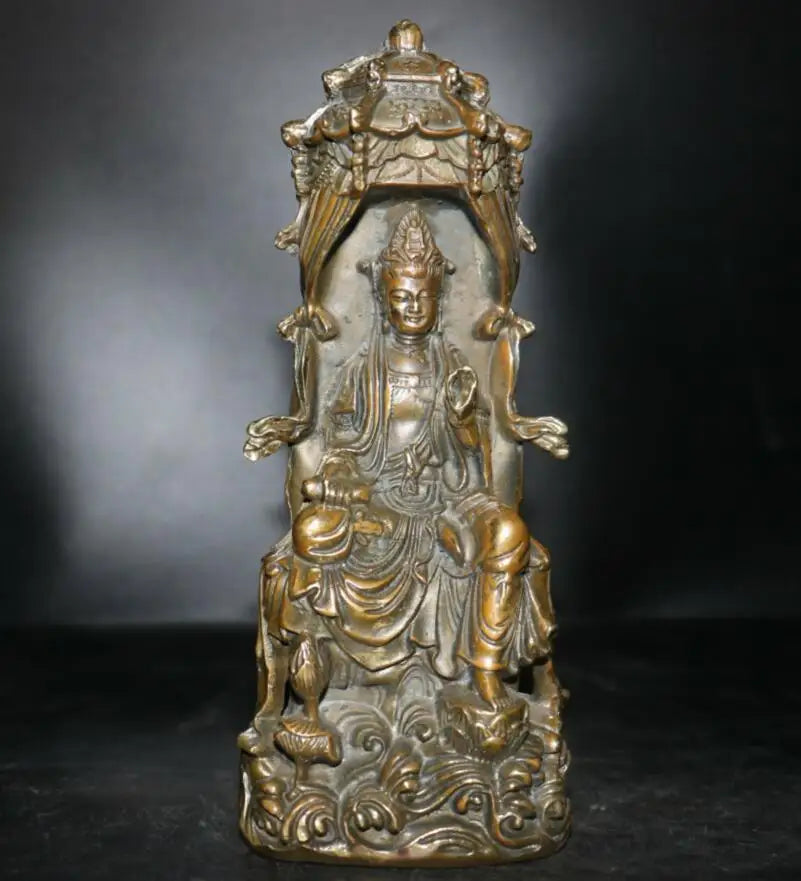China brass archaize Guanyin bodhisattva Buddha crafts statue