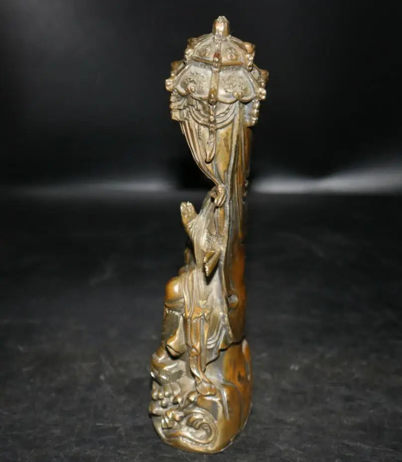 China brass archaize Guanyin bodhisattva Buddha crafts statue