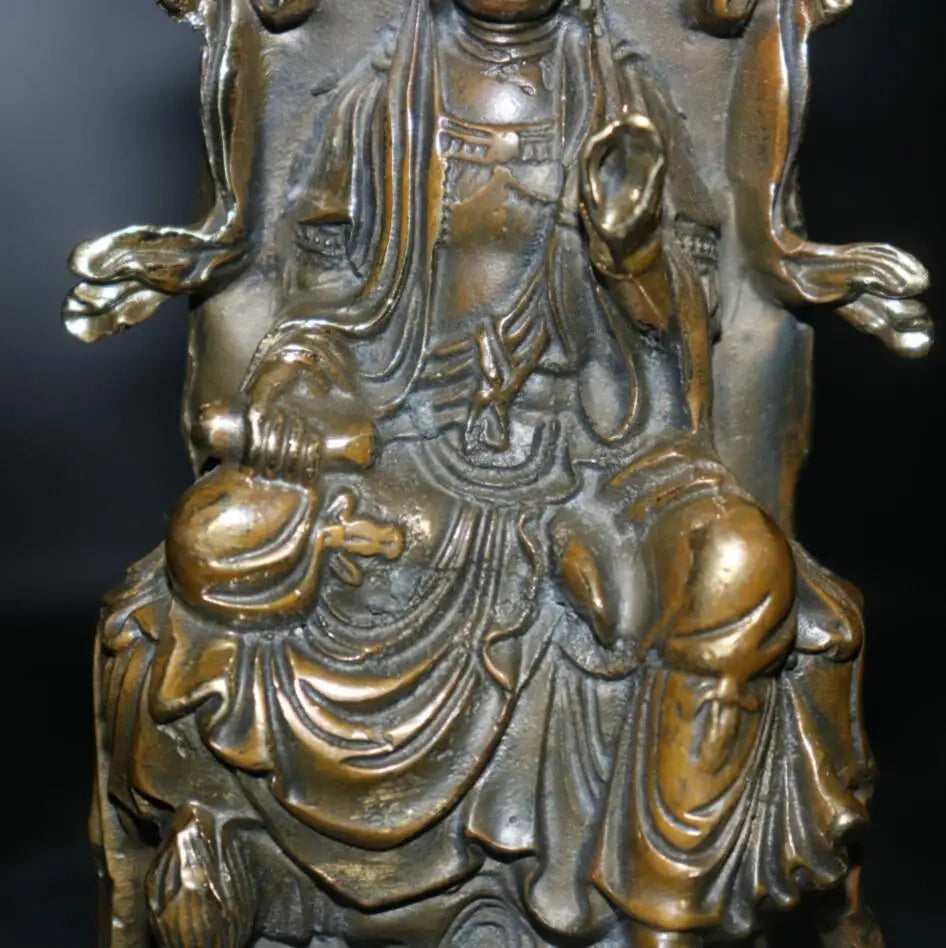 China brass archaize Guanyin bodhisattva Buddha crafts statue