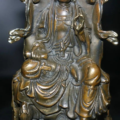 China brass archaize Guanyin bodhisattva Buddha crafts statue