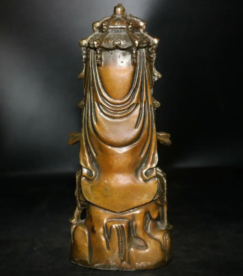 China brass archaize Guanyin bodhisattva Buddha crafts statue
