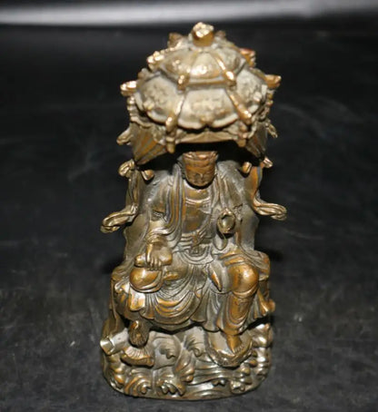 China brass archaize Guanyin bodhisattva Buddha crafts statue