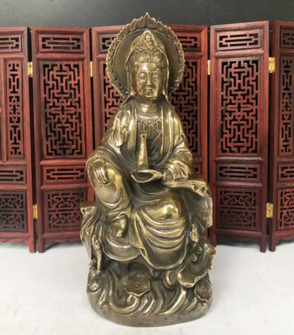 China brass archaize Guanyin bodhisattva crafts statue