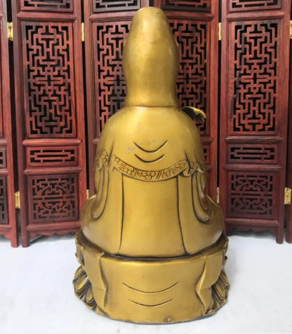 China brass archaize Guanyin bodhisattva crafts statue