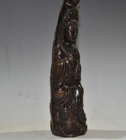 China brass archaize Guanyin bodhisattva crafts statue