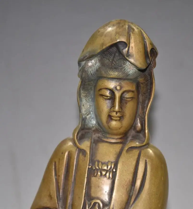 China brass archaize Guanyin bodhisattva crafts statue
