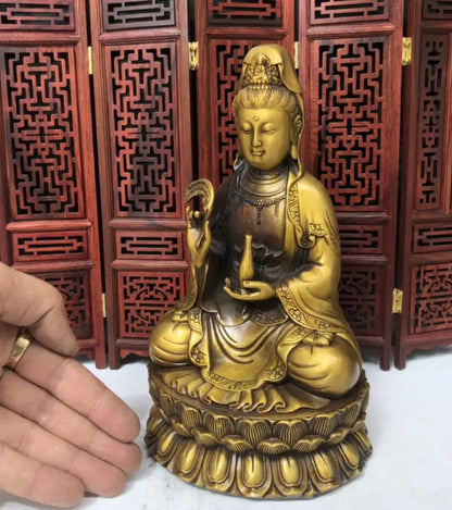 China brass archaize Guanyin bodhisattva crafts statue