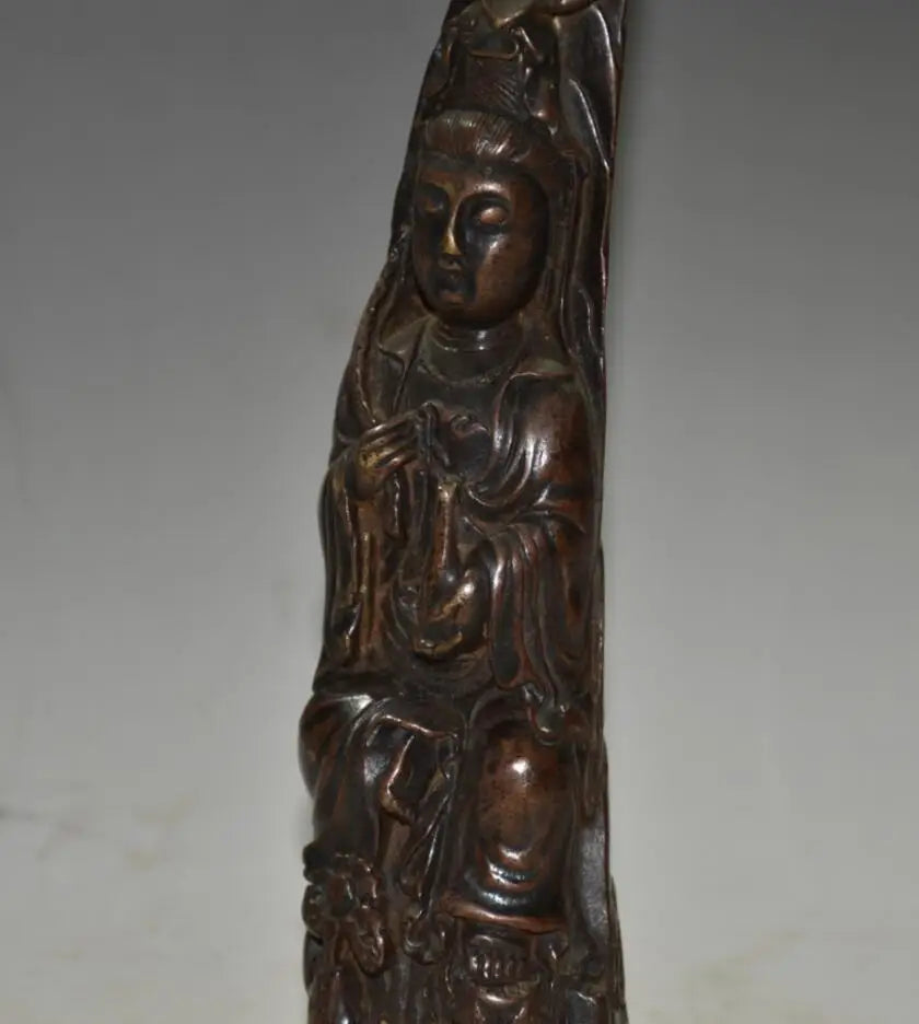 China brass archaize Guanyin bodhisattva crafts statue
