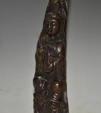 China brass archaize Guanyin bodhisattva crafts statue