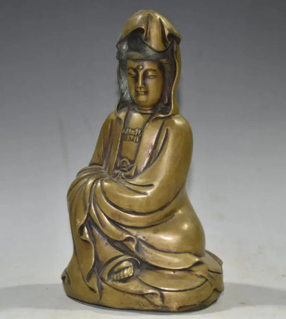 China brass archaize Guanyin bodhisattva crafts statue