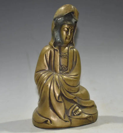 China brass archaize Guanyin bodhisattva crafts statue
