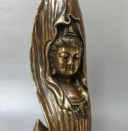 China brass archaize Guanyin bodhisattva crafts statue