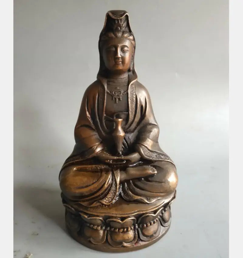 China brass archaize Guanyin bodhisattva crafts statue