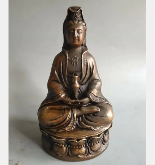 China brass archaize Guanyin bodhisattva crafts statue