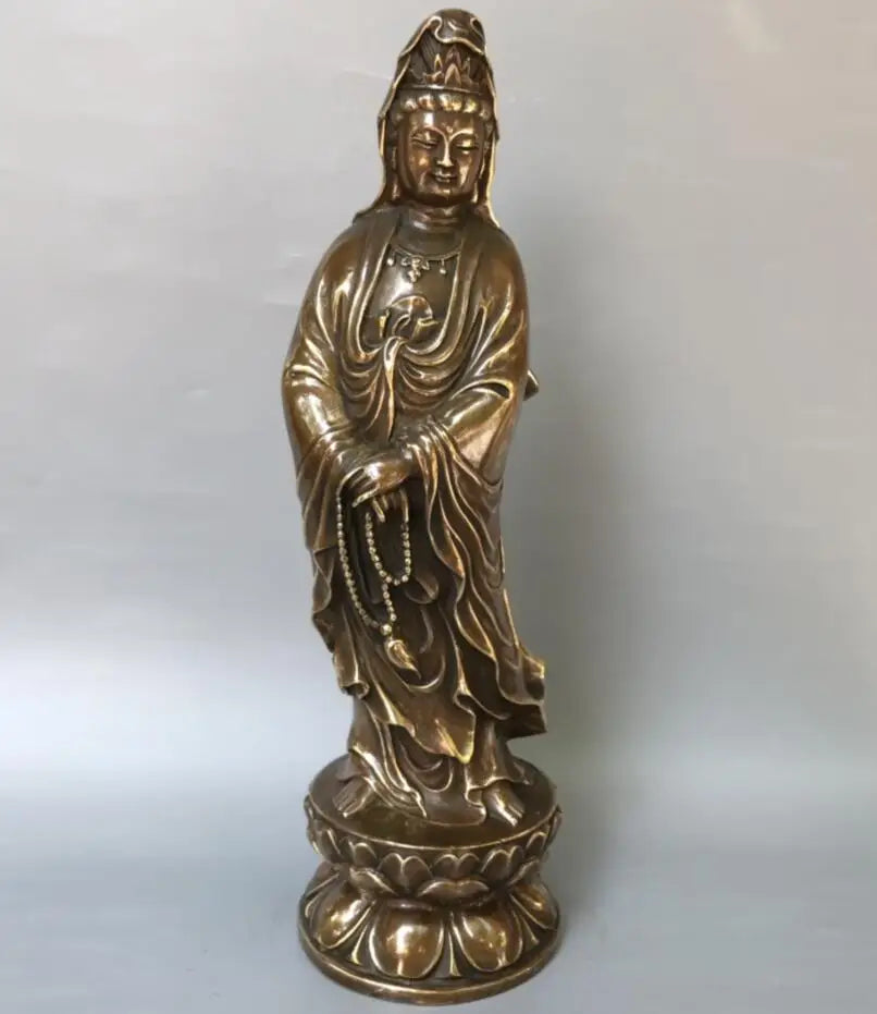 China brass archaize Guanyin bodhisattva crafts statue