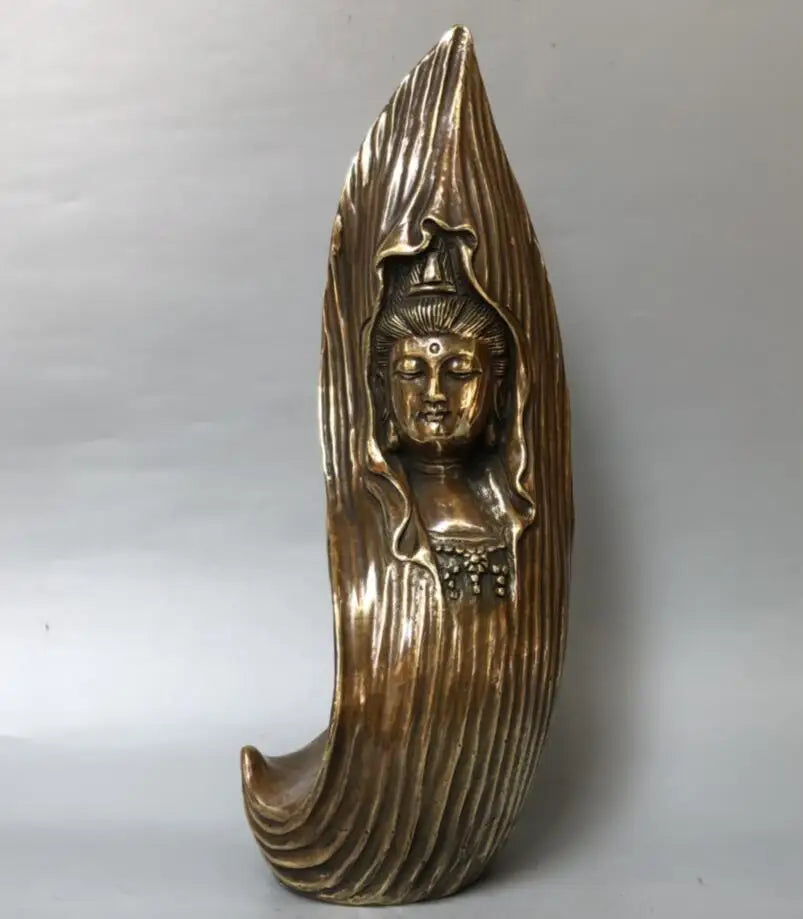 China brass archaize Guanyin bodhisattva crafts statue