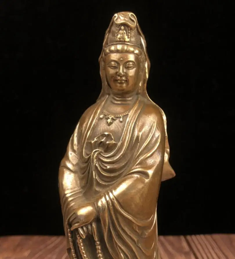 China brass archaize Guanyin bodhisattva crafts statue