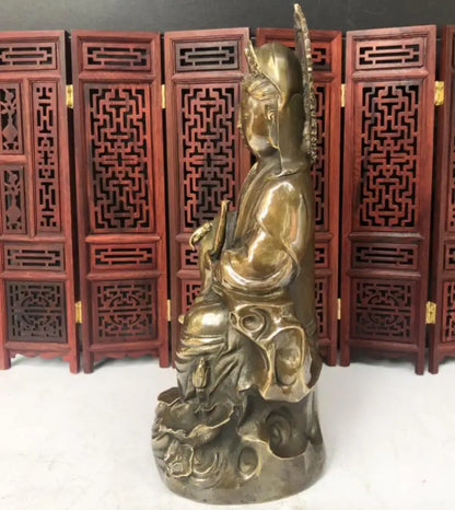 China brass archaize Guanyin bodhisattva crafts statue