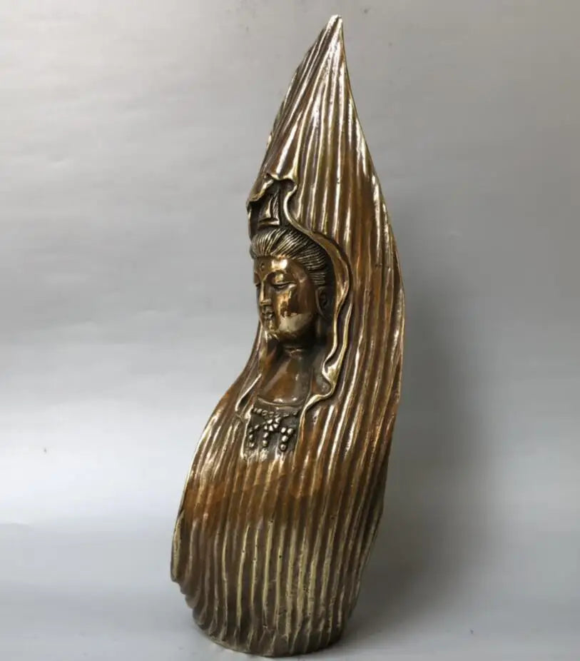 China brass archaize Guanyin bodhisattva crafts statue