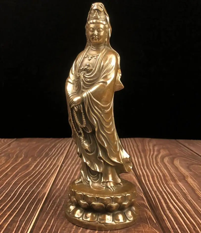 China brass archaize Guanyin bodhisattva crafts statue