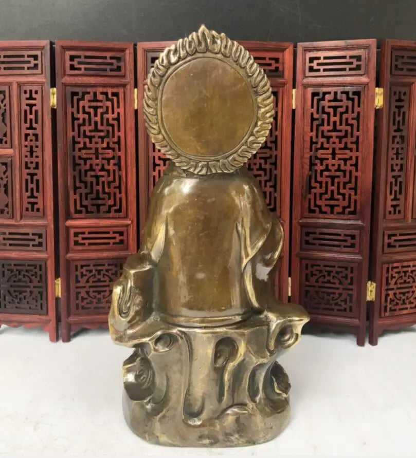 China brass archaize Guanyin bodhisattva crafts statue