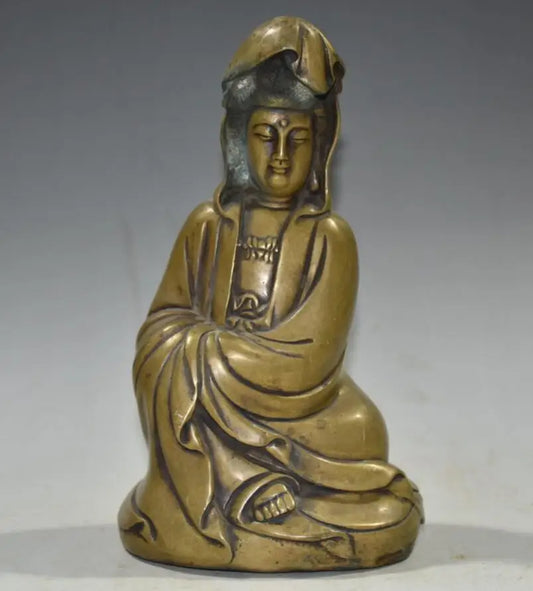 China brass archaize Guanyin bodhisattva crafts statue
