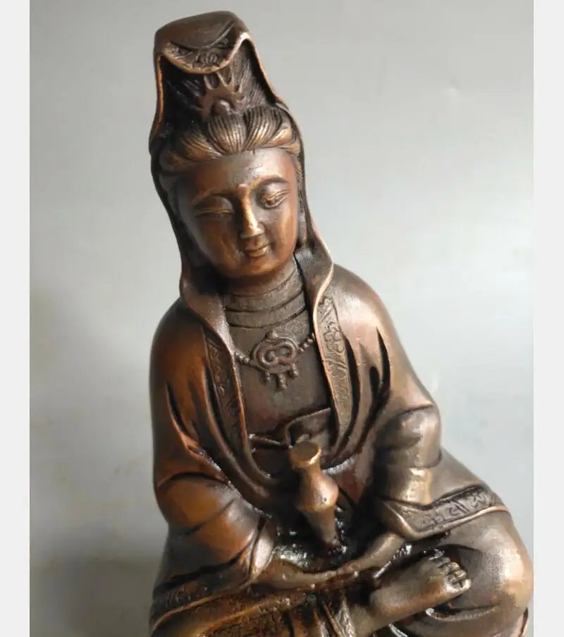 China brass archaize Guanyin bodhisattva crafts statue