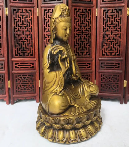 China brass archaize Guanyin bodhisattva crafts statue