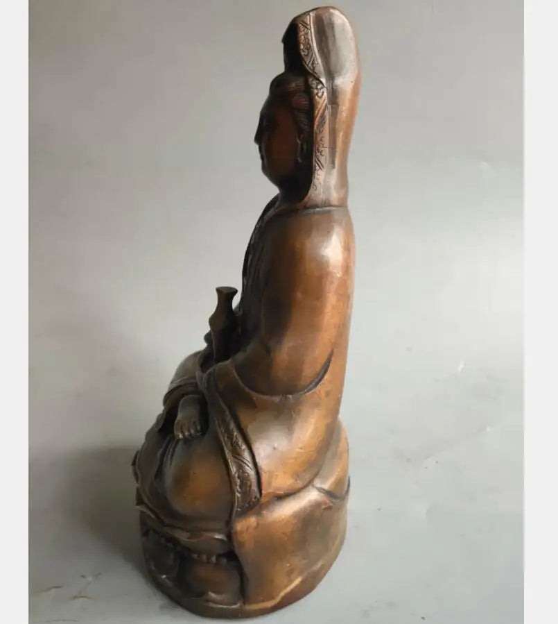 China brass archaize Guanyin bodhisattva crafts statue