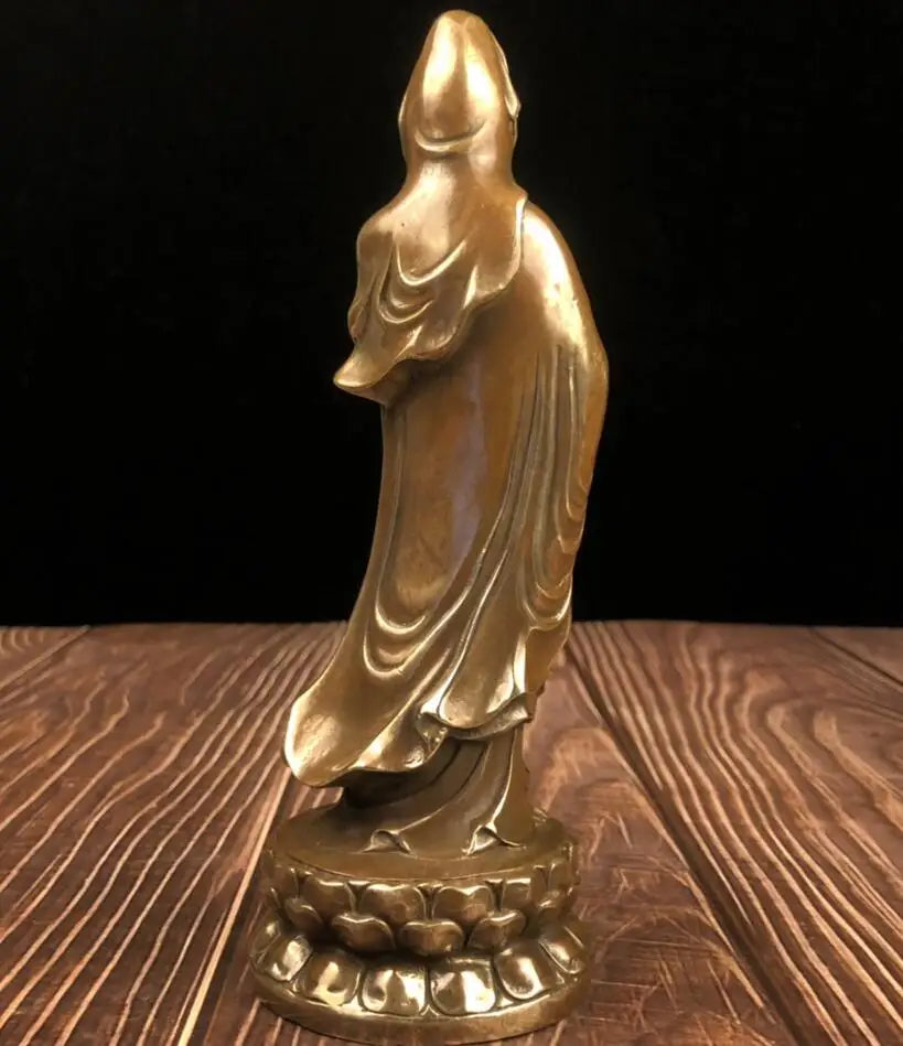 China brass archaize Guanyin bodhisattva crafts statue