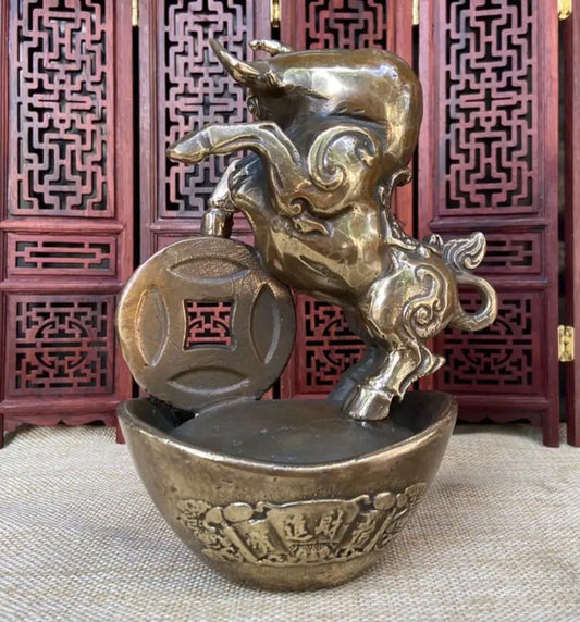China brass archaize Ingots cow wealth crafts statue